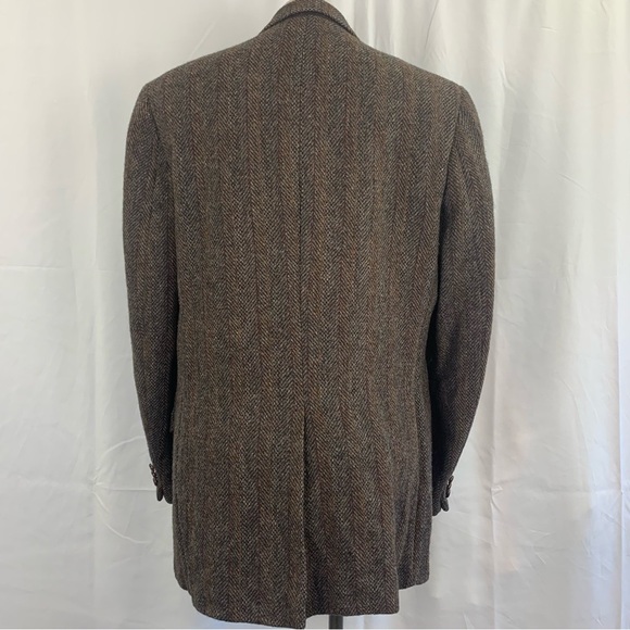 Vintage 70s Harris & Tweed Handwoven Wool Herringbone Blazer - Picture 6 of 9